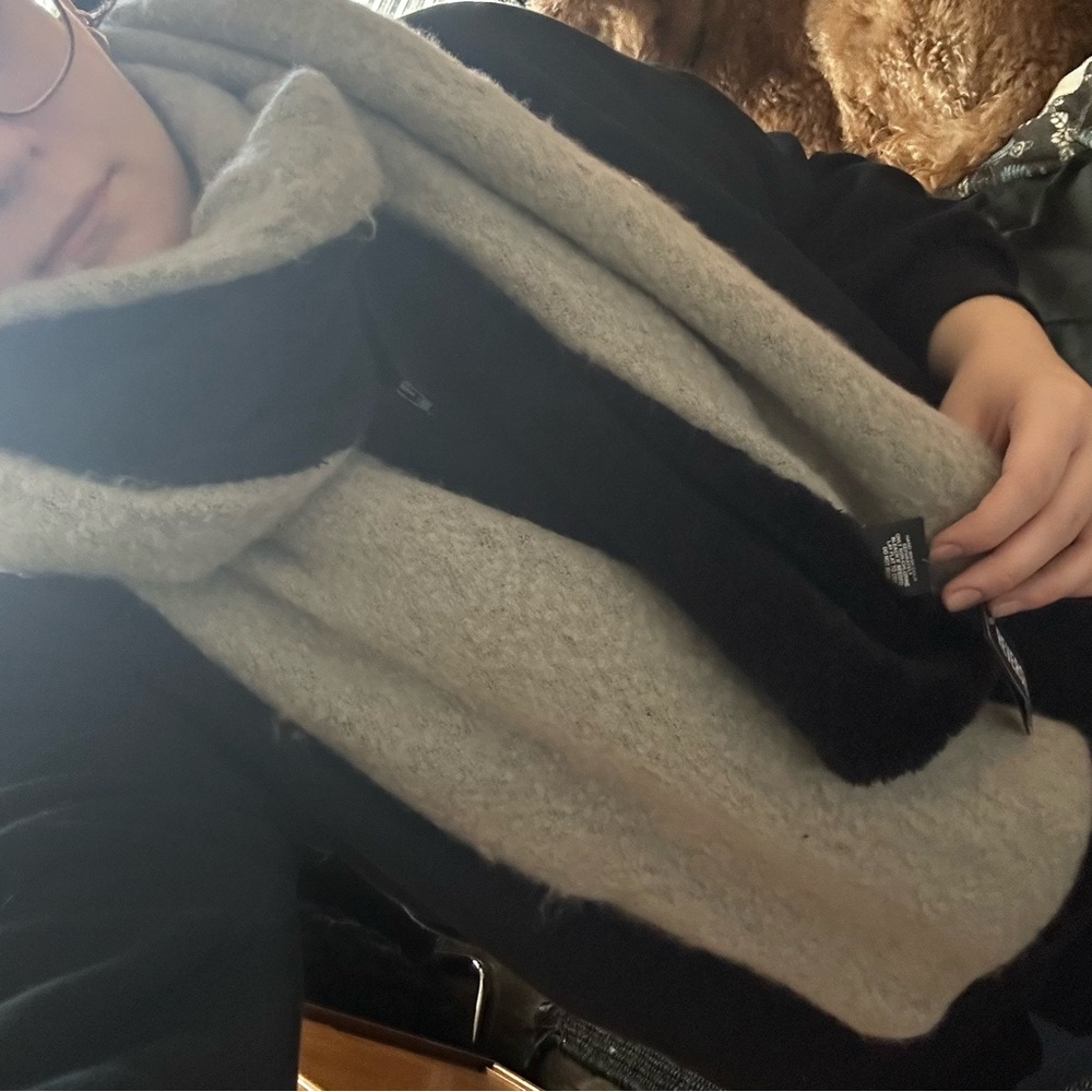 Steve Madden Grey and Black Reversible Oversized Scarf